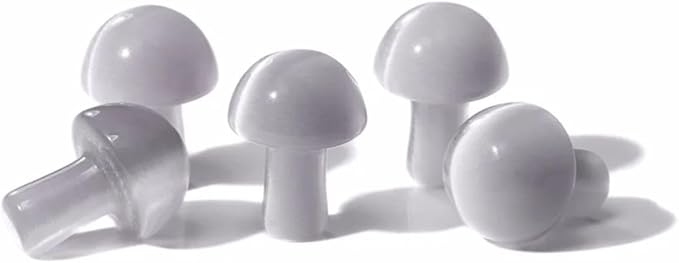 15PCS Grey Cat Eye Natural Stones Mushroom Sculpture Decor Crystal for Home Crafts Flower Pot Gemstone Mini Mushroom Hand Making Yard Decoration