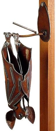 Modern Artisans Hanging Metal Garden Bat Sculpture, American Handmade: Open Wings, Facing Left in Rusty Brown