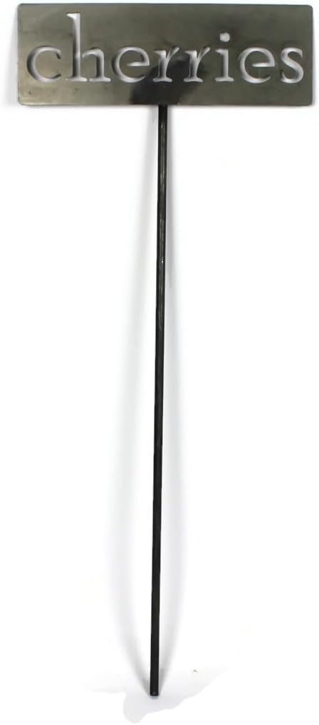 Classic Metal Garden Markers 19 Inches Tall (cherries, Raw, Unfinished Steel (will rust with time))