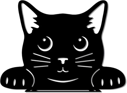 WADORN Metal Black Cat Garden Decor, Cat Silhouette Decorative Garden Stake Kitten Yard Art Cute Animal Wall Decor for Cats Lover Farmhouse Statue for Garden Backyard Patio Lawn Home Outdoor Decor