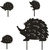 Hedgehog Wrought Iron Garden Stake Standing Metal Backyard Statue Animal Hollow Yard Ornament