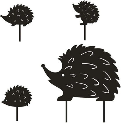 Hedgehog Wrought Iron Garden Stake Standing Metal Backyard Statue Animal Hollow Yard Ornament