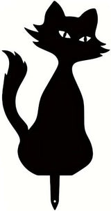 Metal Cat Garden Decor,Black Cat Silhouette Yard Lawn Outdoor Decorations,Weather Resistance Steel Cat Decor for Cat Lovers (D)