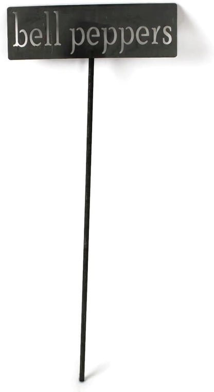 Classic Metal Garden Markers 19 Inches Tall (bell peppers, Raw, Unfinished Steel (will rust with time))