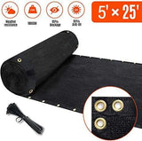 180GSM 5ft x 25ft Fence Privacy Screen Heavy Duty Fence Cover Garden Wall Backyard Black