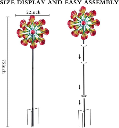 360° Outdoor Wind Spinner 75" Height Large Two-Way Wind Sculpture with Metal Shake for Patio, Lawn, Garden & Yard Decor