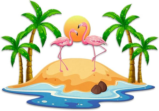 MeMate Flamingo Metal Sign, Personalized Name Outdoor Sign, Flamingo House Outdoor Decor for Porch Deck Backyard Patio Pool, 8 to 24 inches