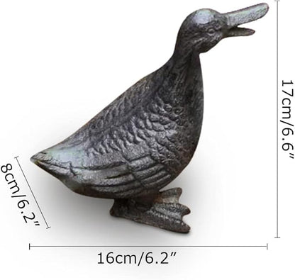 Heavy Duty Cast Iron Collectible Duck Sculpture,Decorative Creative Animal Figurine Outdoor Statues for Garden Patio Home Decor