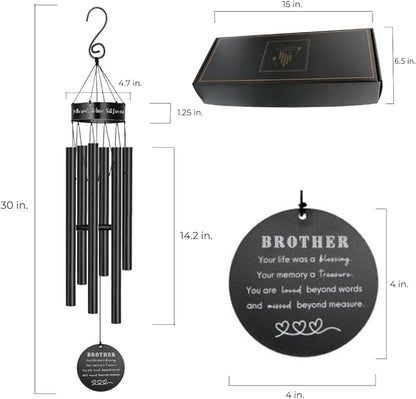 Memorial Wind Chimes for Loss of Loved One Prime, Outdoor Memory Chimes Mom, Dad, Grandma, Wife, Personalized Bereavement Windchimes, Sympathy Remembrance Chime, Windchime Gift (Brother Memorial)