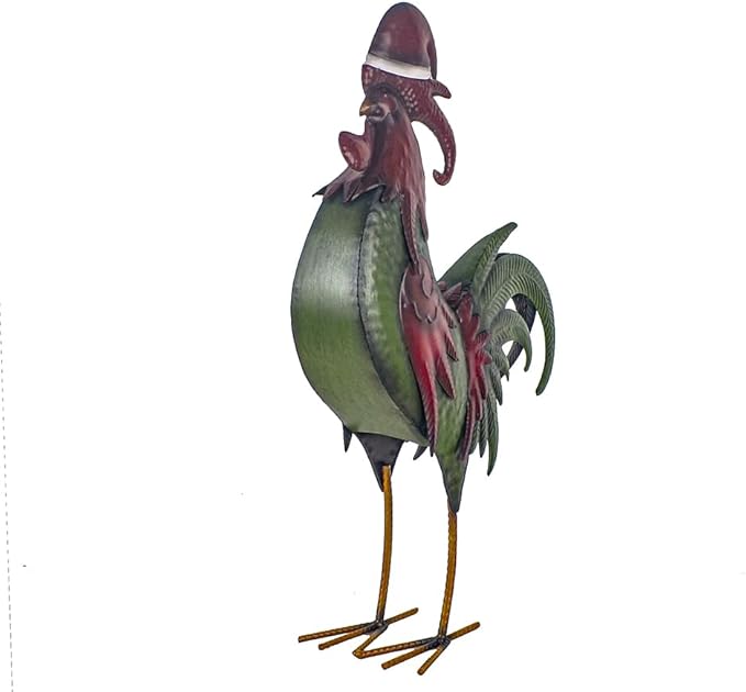 Metal Rooster Sculptures Christmas Ornament and Garden Yard Decor