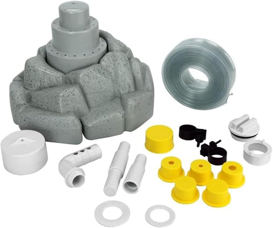 Aqua Select Floating Outdoor Pool Fountain | Adjustable Height Up to 16' Feet | Decorative Three Tier Grecian Fountain | for Above Ground or Inground Swimming Pools | Easy to Install | Grey Rock
