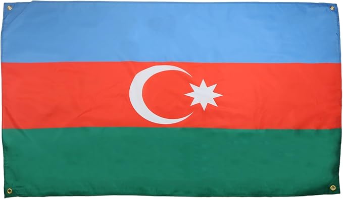 AZ FLAG Azerbaijan Flag 150 x 90 cm with 4 Eyelets Azerbaijan Flag for Balcony or Wall