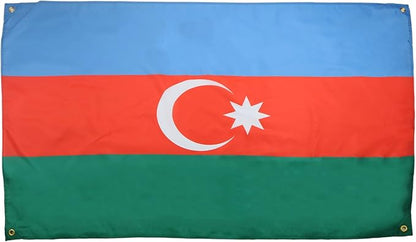AZ FLAG Azerbaijan Flag 150 x 90 cm with 4 Eyelets Azerbaijan Flag for Balcony or Wall