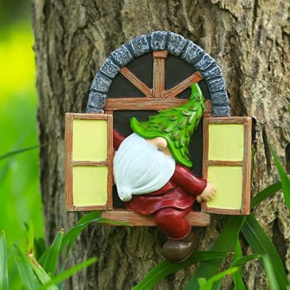 vomiceak Whimsical Fairy Garden Gnome Statue, Tree Faces Decor Outdoor -5.9 Inch, Funny Garden Tree Decoration,Ideal Patio Yard Lawn Porch Decoration