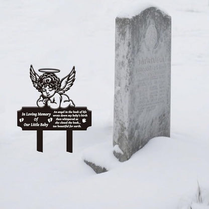 SUPERDANT Baby Memory Memorial Gravestone Decorations for Cemetery Grave Markers Angle Baby Metal Garden Stake Graves Cemetery Decor Outdoor Plaque Ornament Graveyard Decorative Memoriam Art Gifts