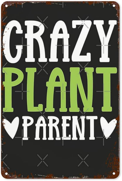 patio wall decor Crazy Plant Parent vintage signs metal Bathroom Wall Decor Sign for Bathroom,Kitchen,Yard,Garage,Cafe,Hotel and Home Fun Quotes and Inspirational Messages 8X12inch