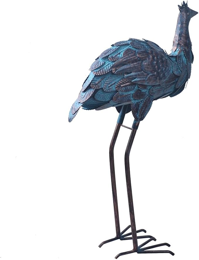 Retro Style Metal Ostrich Statue Outdoor Indoor Garden Yard Art for Patio Lawn Backyard Decoration