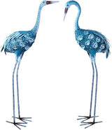 Crane Statue Metal Crane Sculpture Garden Decoration Metal Yard Art for Patio Lawn Backyard Outdoor Decoration A Set of 2