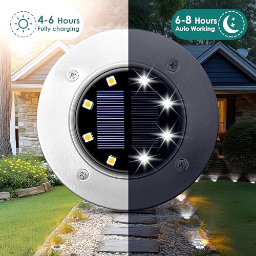 Solar Ground Lights - 12 Pack Cool White Waterproof