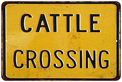 Cattle Crossing Sign Vintage Retro Decor Cow Ranch Signs Decorations Farm Animal Gift 8 x 12 High Gloss Metal 208120067031