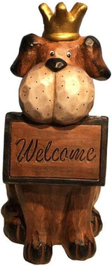 Outdoor Statue Garden Sculpture Garden Dog Sculpture, Garden Decoration, Retro Cute Welcome Card Dog Animal Decoration Lawn Outdoor Landscape Landscaping Sculpture Gift
