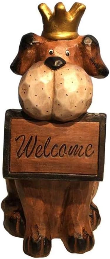 Outdoor Statue Garden Sculpture Garden Dog Sculpture, Garden Decoration, Retro Cute Welcome Card Dog Animal Decoration Lawn Outdoor Landscape Landscaping Sculpture Gift