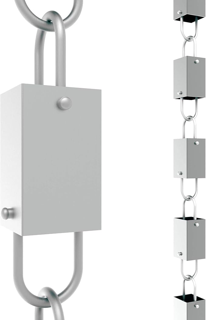 Rain Chains Direct - Square Link Rain Chain - 8.5 FT - Durable Milled Aluminum - Premium Rain Chains for Gutters
