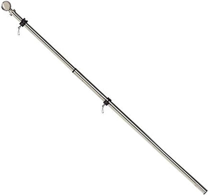 Evergreen Flag Telescoping 5ft Metal Flag Pole | Incl Two Tangle-Free Ring Clips | Stainless Steel | Wall Mounted for Home Garden Outdoor | House and 3'x5' American Flags with Pole Sleeve or Grommets