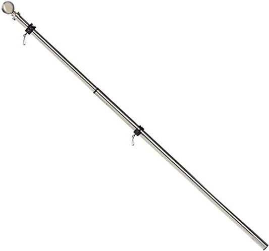 Evergreen Flag Telescoping 5ft Metal Flag Pole | Incl Two Tangle-Free Ring Clips | Stainless Steel | Wall Mounted for Home Garden Outdoor | House and 3'x5' American Flags with Pole Sleeve or Grommets