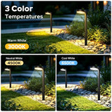 APONUO 12 Pack Solar Pathway Lights - 3 CCT, IP65 Waterproof, Black