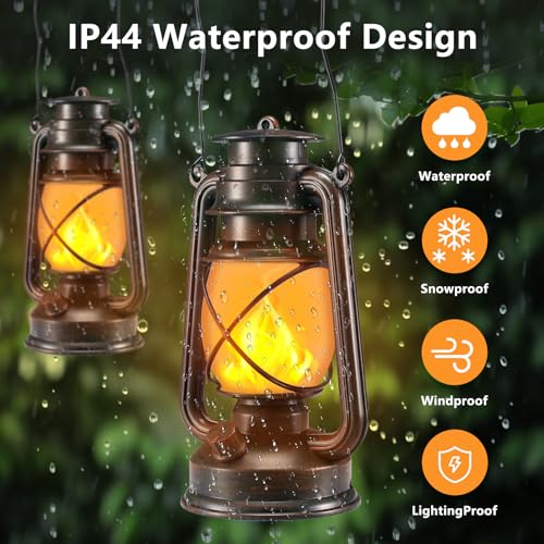 4 Pack Bronze LED Lanterns - Dancing Flame, Battery-Powered, Remote