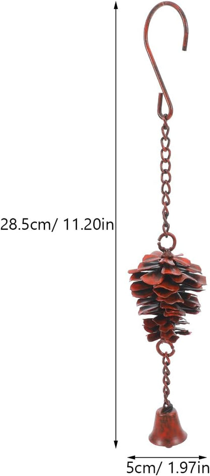 Pine Cone Bells Wind Chimes Metal Door Knob Hanger Soothing Chimes for Garden Porch Home Elegant Pinecone Outdoor Decorations Holiday Wall Ornament