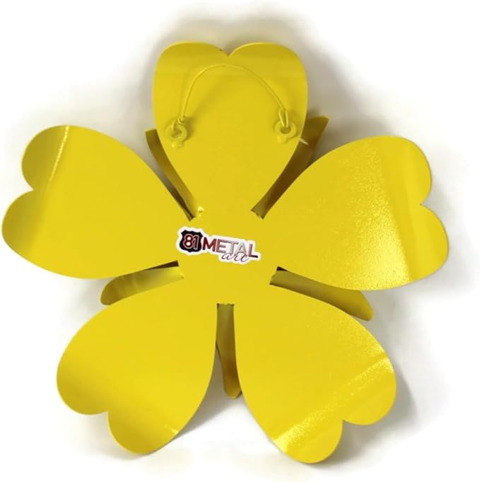 Metal Rustic and Colorful Flower Stakes Ranging from 9.5 to 36 Inches Tall (Sunflower Wall Hanger 14.5" Tall, Yellow)