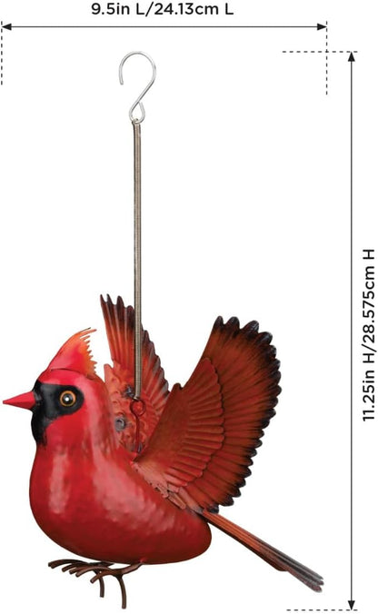 Regal Art & Gift Bird Bouncie - Bird Garden Decor Outdoor Metal Bird Hanging Ornament for Yard Patio Lawn - Cardinal