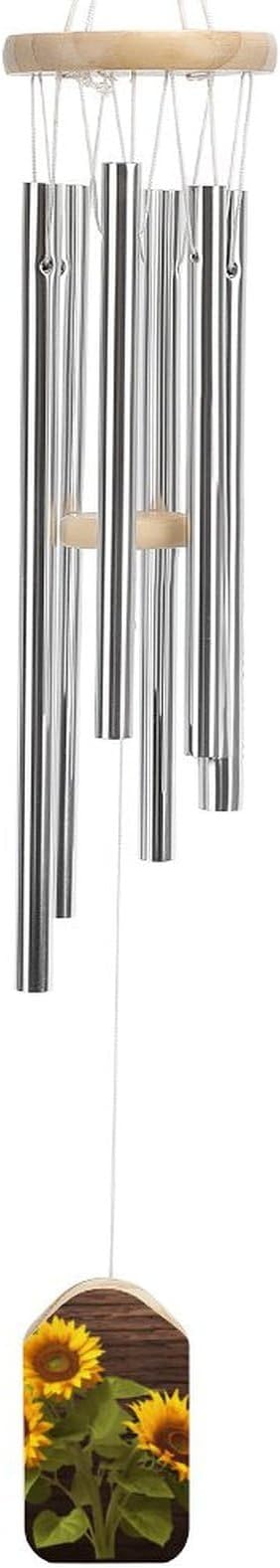 Wind Chimes for Outside,Sunflower Plant Printed Cute Aluminium Windchimes Outdoors,Soothing Melodic Memorial Wind Chime for House Porch Patio Garden Balcony Decor