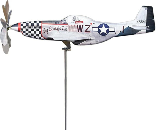 Airplane Wind Spinner - Outdoor Metal Windmill | Stainless Steel Aircraft Wind Sculpture Spinner | Garden Sculpture for Lovers