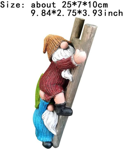 Climbing Ladder Gnomes Tree Faces Decor for Yard Cute Gnome Garden Statue Art Resin Dwarf Sculpture Outdoor Decoration Ornaments