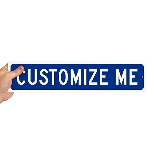 SmartSign Blue Custom Street Sign - 4" x 18", Aluminum, Reflective Option, Personalize Your Own Street Sign, Outdoor Metal Sign for Home, Office, Decor, Room, USA-Made