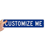 SmartSign Blue Custom Street Sign - 4" x 18", Aluminum, Reflective Option, Personalize Your Own Street Sign, Outdoor Metal Sign for Home, Office, Decor, Room, USA-Made