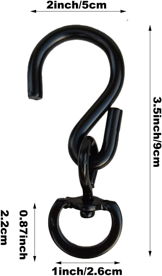 SOFTMED Swivel Plant Hanger Hooks 4PACK, Swivel Hooks for Hanging Plants Heavy Duty (Black-4pcs)