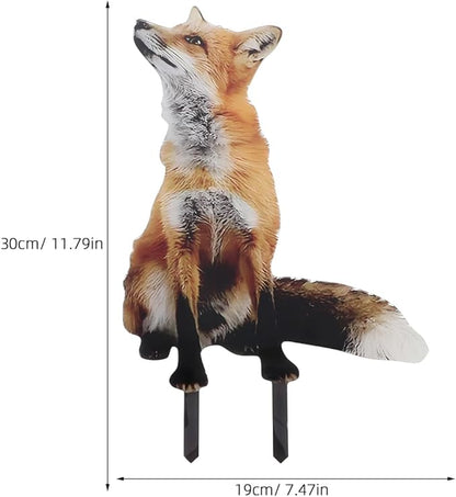 Milisten Fox Lawn Sign Acrylic Garden Stake Outdoor Decorative Fox Figurine for Yard Pathways Patio and Farm Lawn Ornament