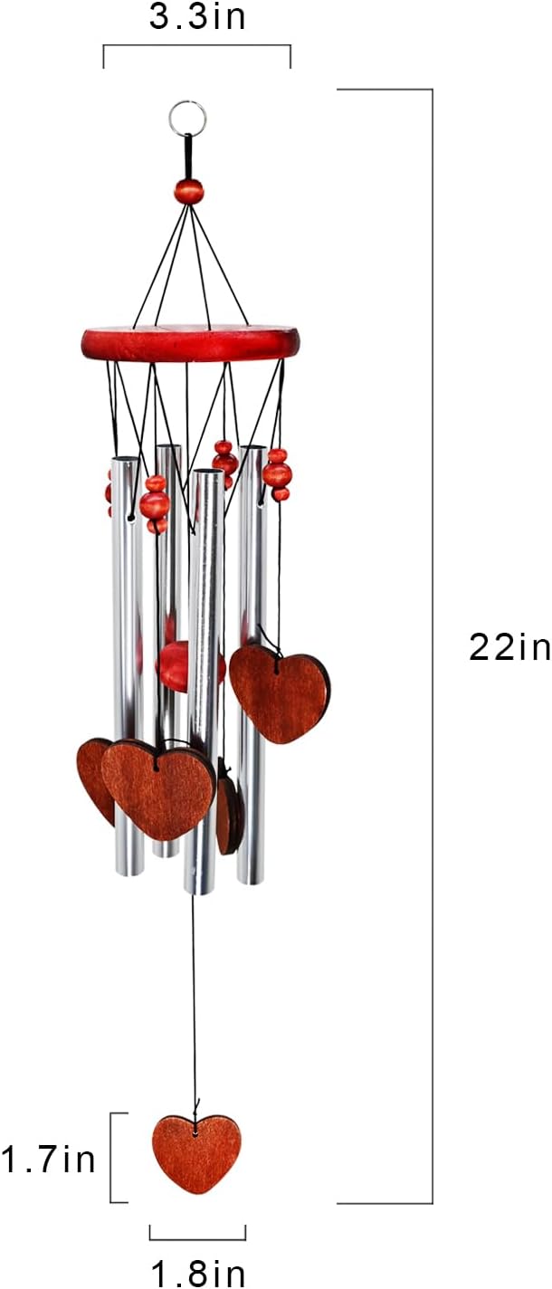 Memorial Wind Chimes Outside Loving Heart Sympathy Gifts for Loss of Loved One Passed Away Mother Mom Death of Father Dad Son Bereavement Remembrance Condolence Windchimes Outdoor