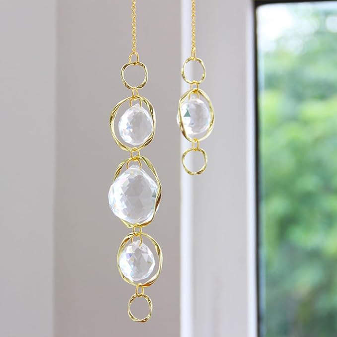Crystal Suncatchers for Windows Hanging, 2Pcs Garden Sun Catcher Crystal Prism Balls Rainbow Maker Hanging Ornament for Home Decor