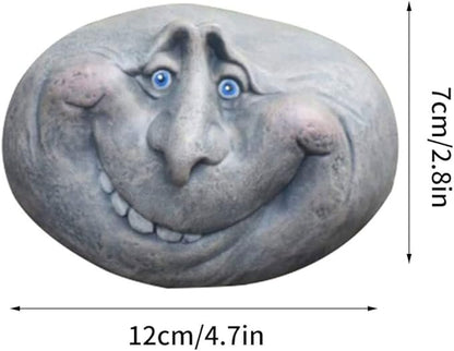 1PC Funny Face Rock Art Sculpture Decoration Yard Art Face Resin Sculpture Mystical Garden Stones for Indoors Outdoors Patio