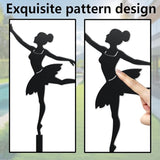 WADORN Dancing Lady Decorative Silhouette Garden Stakes, Metal Dancing Theme Stakes Statues Ornaments Lovers Gifts Yard Art Black Silhouette Yard Outside Decor for Backyard Patio, 14.1x8.7 Inch