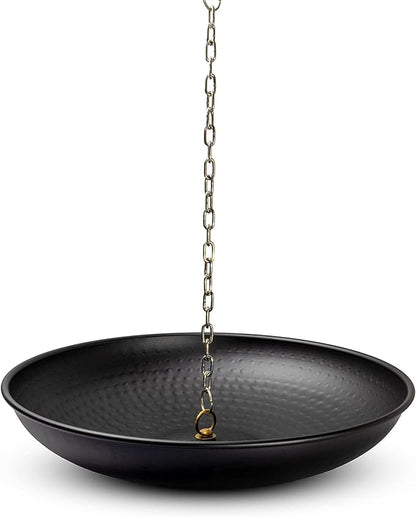 Monarch Rain Chains Rain Chain Basin – 12 Inch Hand Hammered Anchor Bowl for Gutters, Matte Black Decorative Anchoring Basin for Outside, Garden, Lawn & Patio Water Feature, Downspout Catcher Basins