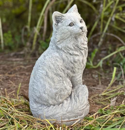 Cat Garden Statue Kitten Memorial Sitting cat Concrete Figure Outdoor Statue Pet Memorial Stone Cat Loss Gift Realistic Garden Decor