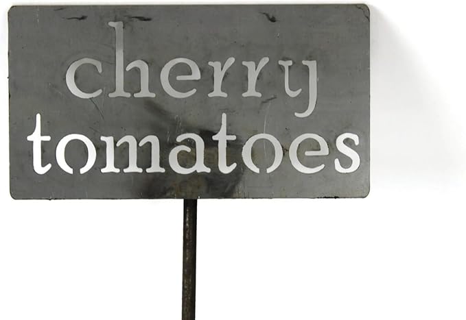 Classic Metal Garden Markers 19 Inches Tall (cherry tomatoes, Raw, Unfinished Steel (will rust with time))