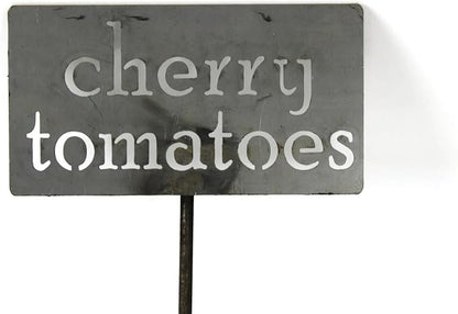 Classic Metal Garden Markers 19 Inches Tall (cherry tomatoes, Raw, Unfinished Steel (will rust with time))