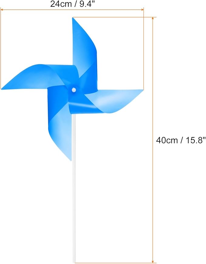 HARFINGTON 50pcs Windmills for The Yard Garden 15.7" x 9.1" 4 Leaves Pinwheels Wind Mills Spinners Windproof Waterproof Bird Devices with Stakes for Patio Decor, Dark Blue